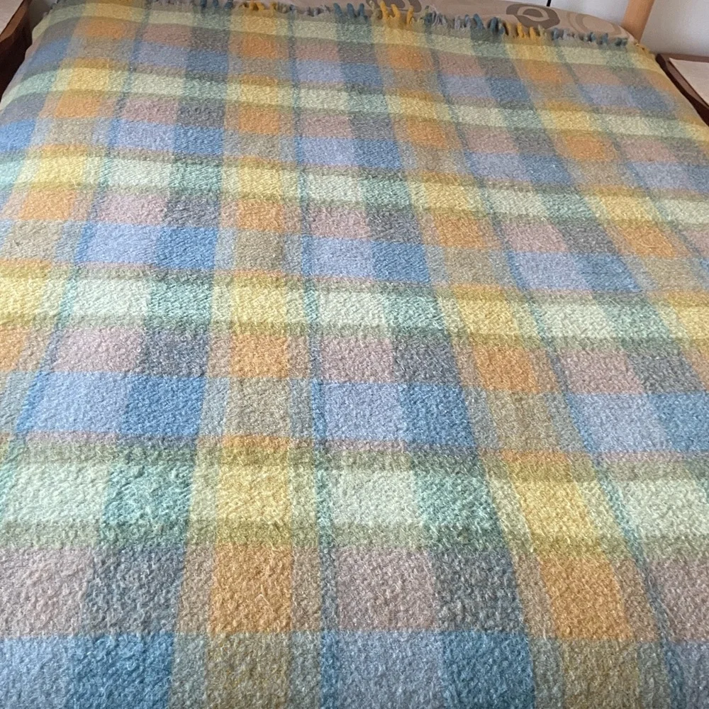 Plaid Multicolor Wool Throw Blanket